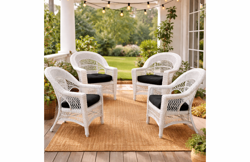 Outdoor Wicker Dining Chair Set of 4: Cape Cod (Available in 2 Finishes)