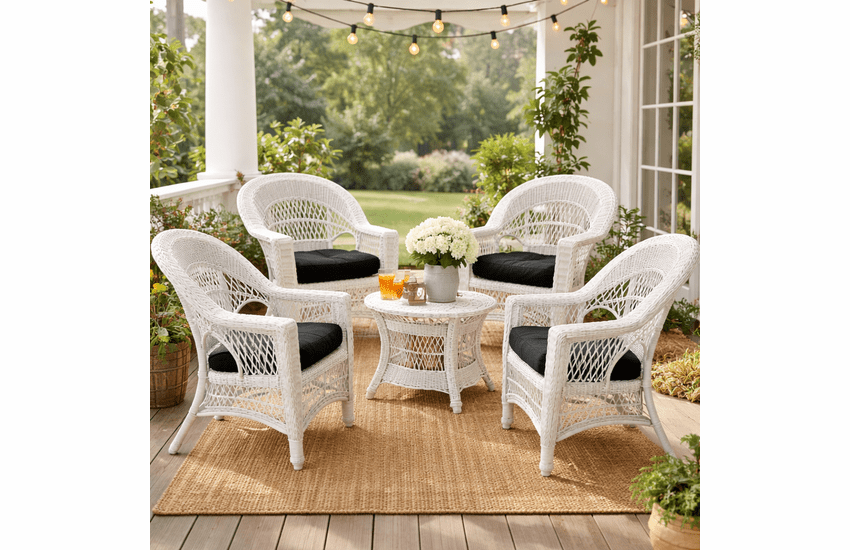Outdoor Wicker Dining Chair Set of 4: Cape Cod (Available in 2 Finishes)