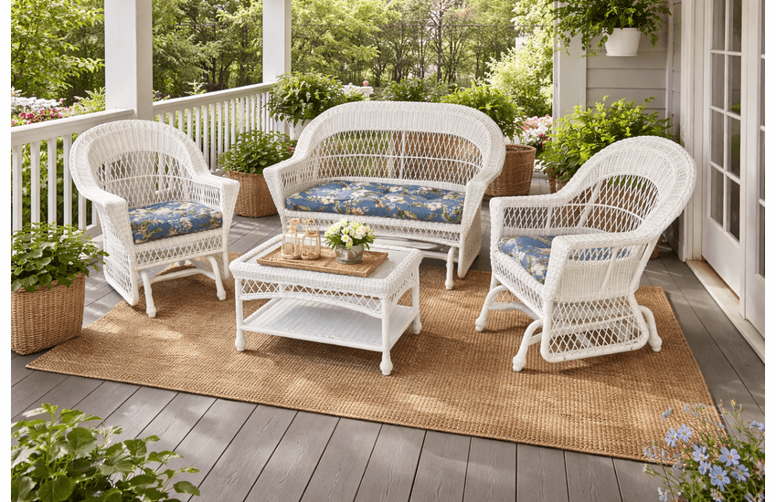  Outdoor Wicker Glider Set of 4 -Cape Cod Collection   
