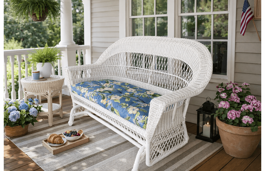 Outdoor Wicker Loveseat Glider Cape Cod collection 
