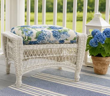 Outdoor Wicker Ottoman: Cape Cod Style  (Available in 3 Finishes)