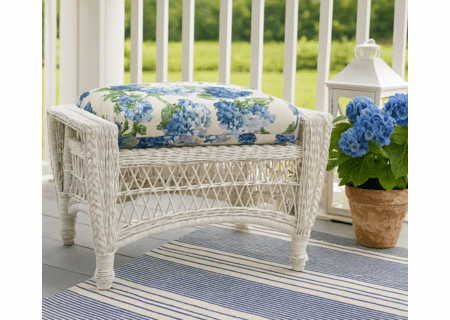 Outdoor Wicker Ottoman: Cape Cod Style  (Available in 3 Finishes)