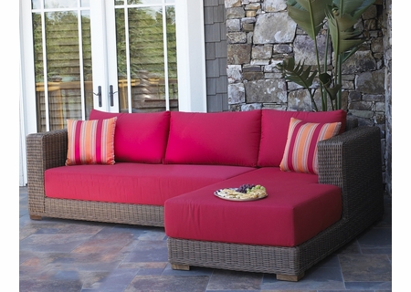 Outdoor Wicker Sectional In Caramel with Ultra thick cushions in Sunbrella Fabric(choice of 3 fabrics)