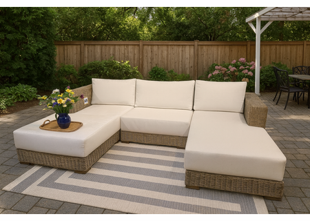 Outdoor Wicker Sectional with Ultra Thick Sunbrella Cushions