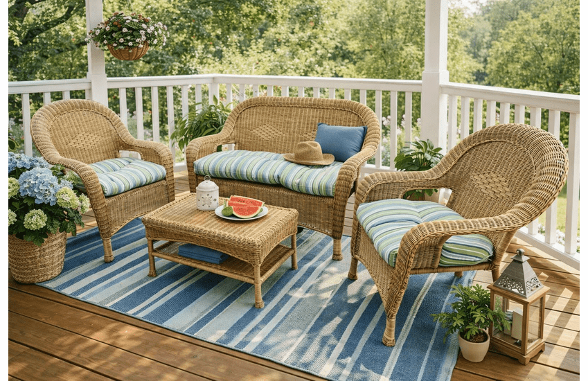 Outdoor Wicker Set of 4-Diamond Weave 
