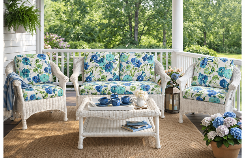 Porch Wicker Set of 4-Diamond Deep Wicker (includes bottom and back cushions)