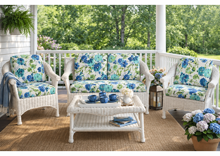 Porch Wicker Set of 4-Diamond Deep Wicker (includes bottom and back cushions)