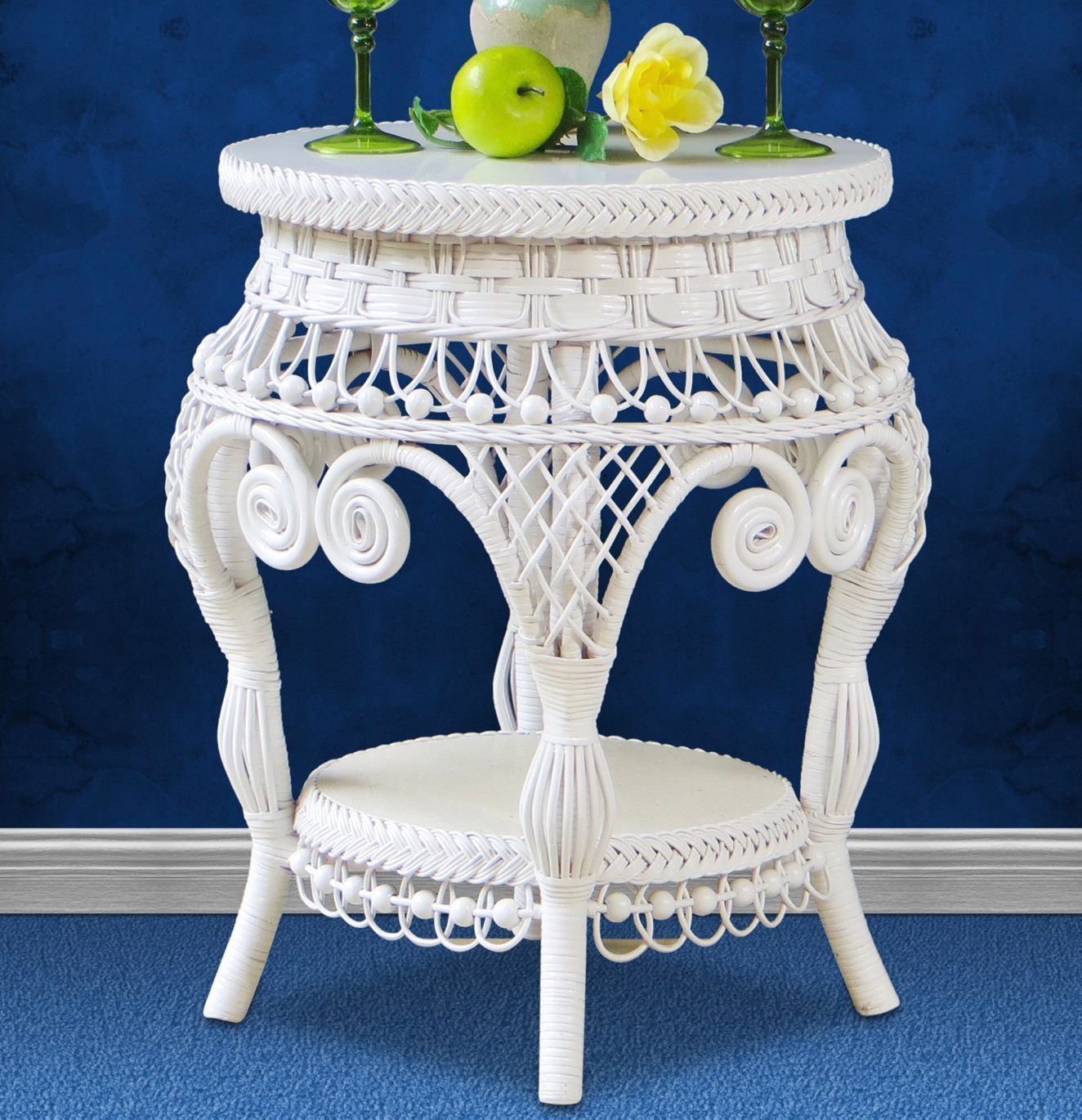 Antique Wicker End Table