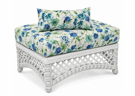 Quickship 4 Seasons Ottoman Cushion in Bettina Aqua Fabric (throw pillow not included)