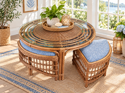 Braxton Culler Raffles Round Cocktail Table With Removable Benches (Available in 30 Finish Choices)
