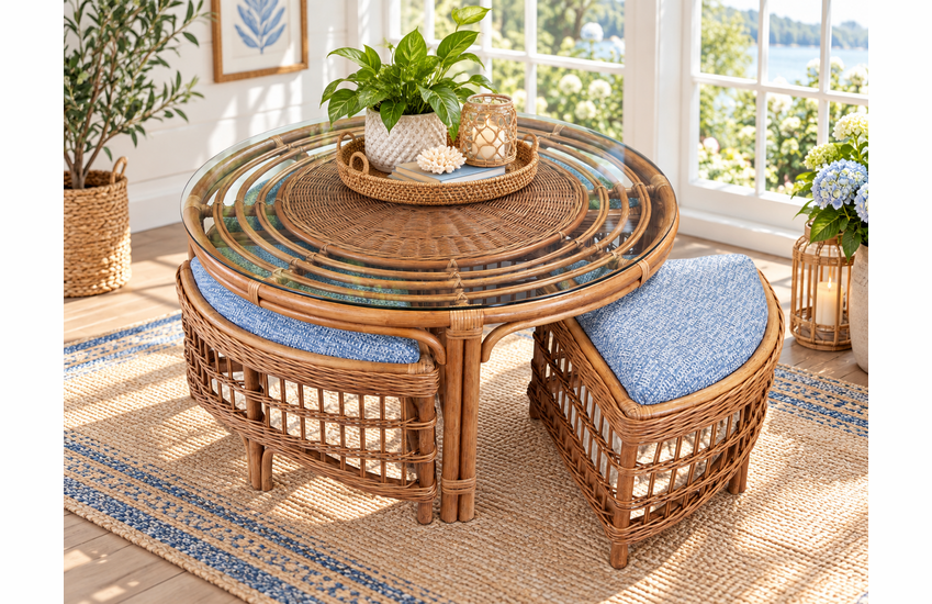 Braxton Culler Raffles Round Cocktail Table With Removable Benches (Available in 30 Finish Choices)