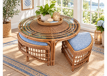 Braxton Culler Raffles Round Cocktail Table With Removable Benches (Available in 30 Finish Choices)