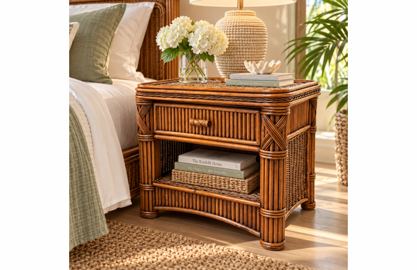 Rattan 1 Drawer Nightstand - Barbados