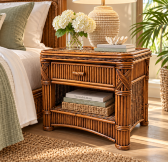 Rattan 1 Drawer Nightstand - Barbados