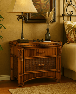 Rattan 2 Drawer Nightstand - Barbados Due in  Early December 