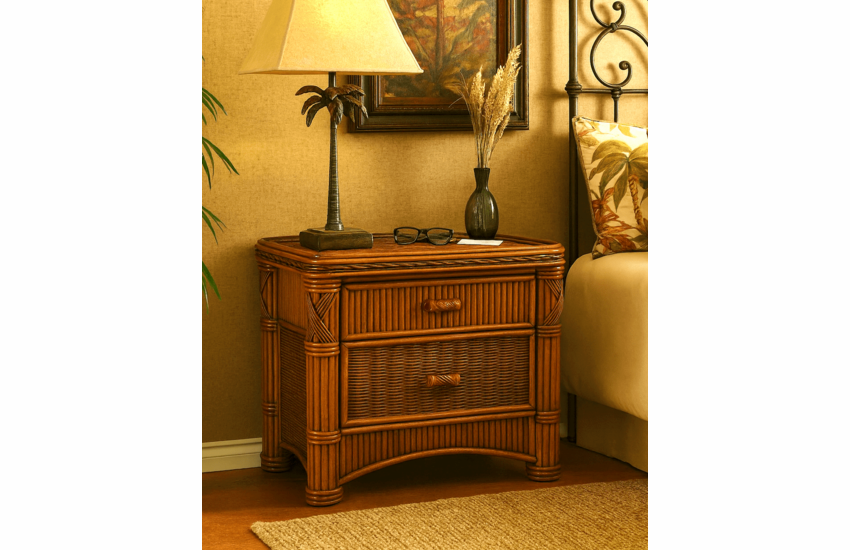 Rattan 2 Drawer Nightstand - Barbados