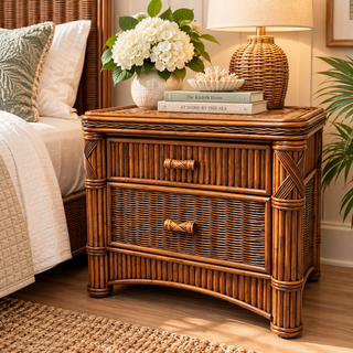 Rattan 2 Drawer Nightstand - Barbados