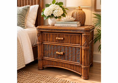 Rattan 2 Drawer Nightstand - Barbados