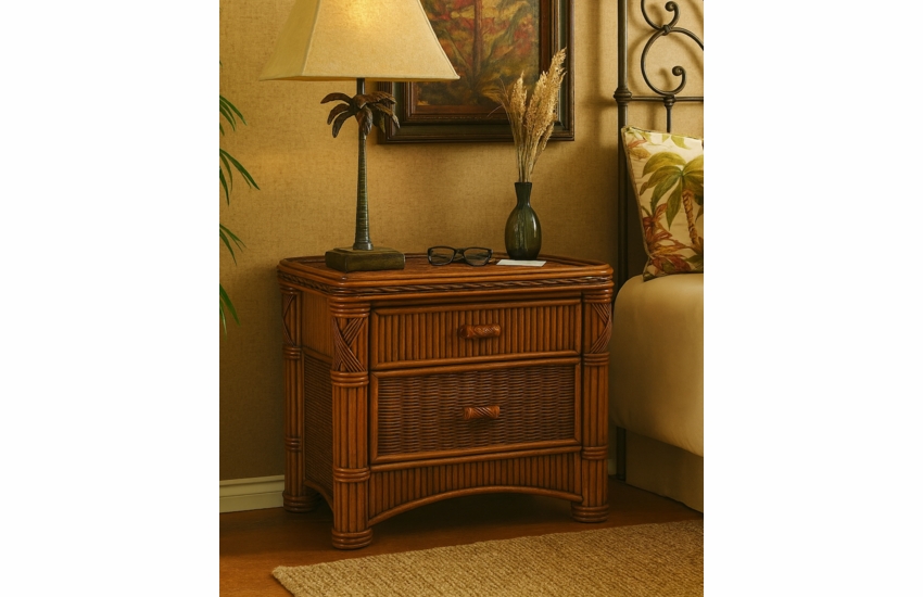 Rattan 2 Drawer Nightstand - Barbados Due in  Early December