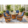 Rattan Castered  Swivel Dining Set  Grand Cayman Style 