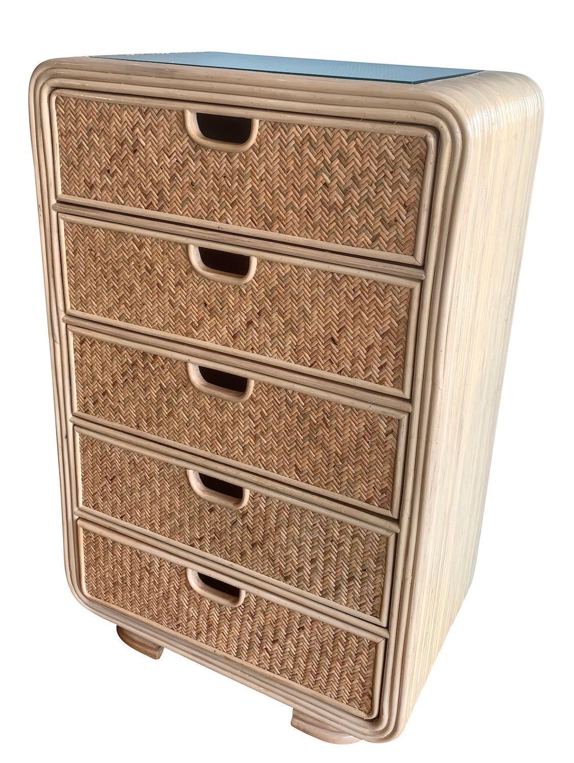 Rattan Chest 5 Drawers Monterey Wicker Style NO GLASS TOP