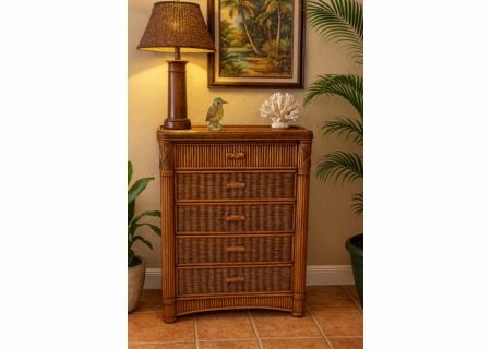 Rattan Chest - Barbados 5 Drawer
