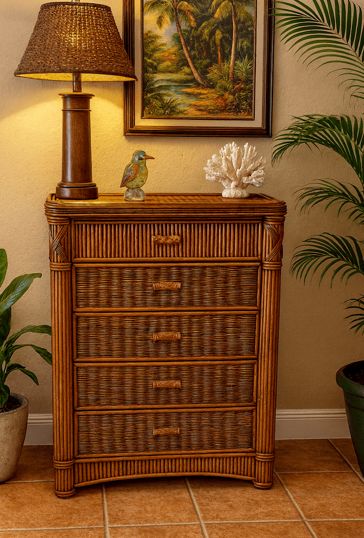 5 Drawer Rattan Chest | Wicker Paradise