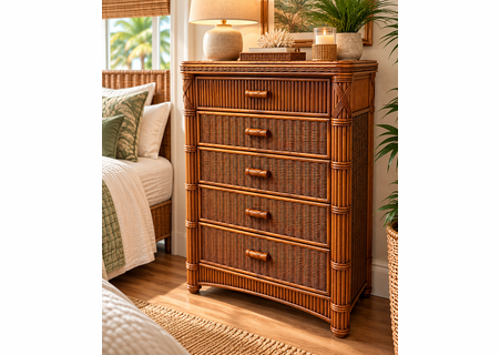 Rattan Chest - Barbados 5 Drawer