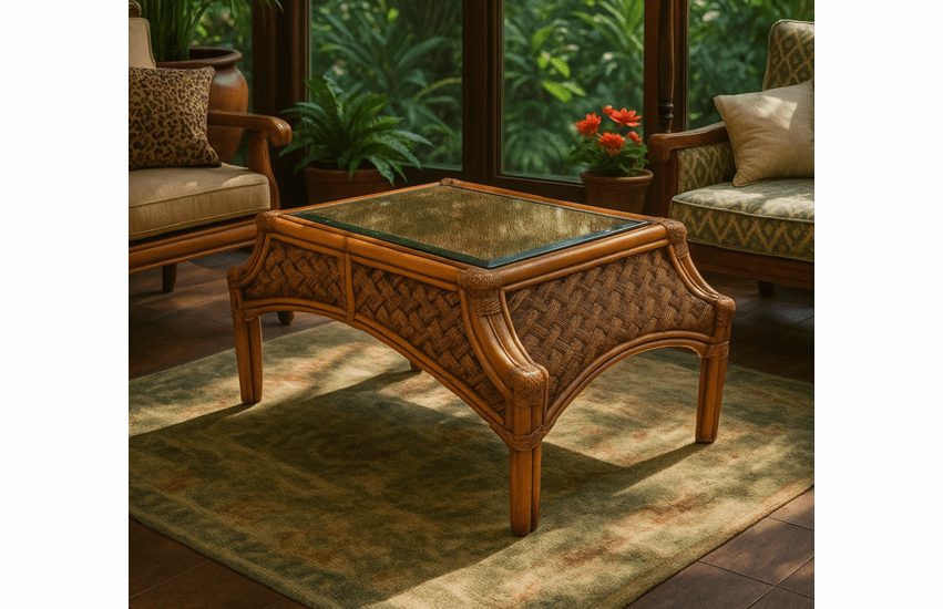 Rattan Coffee Table - Spice Islands Mauna Loa Brownwash