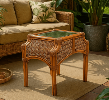 Rattan End Table - Spice Islands Mauna Loa Brownwash