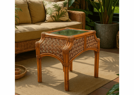 Rattan End Table - Spice Islands Mauna Loa Brownwash