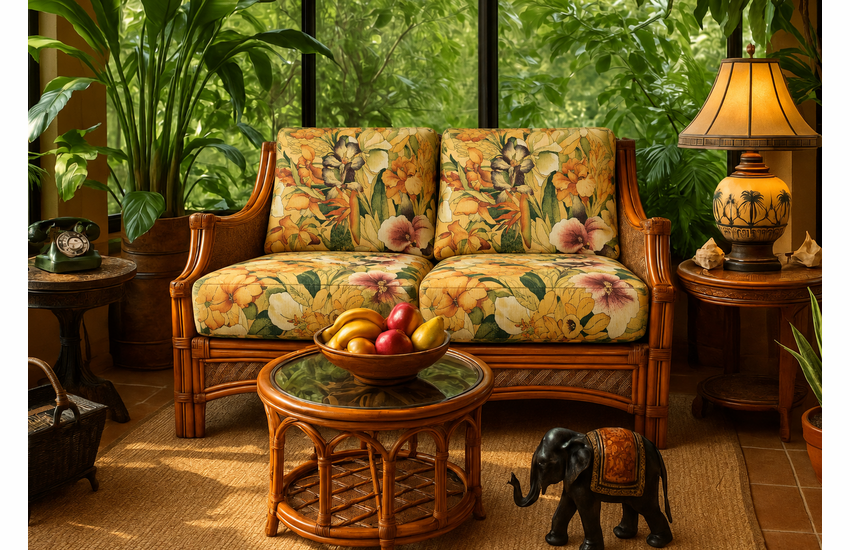 Rattan Loveseat - Maui Brownwash