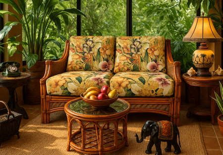 Rattan Loveseat - Maui Brownwash