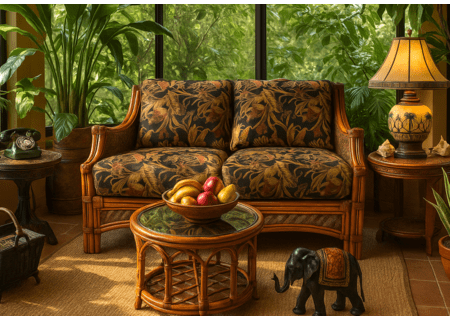 Rattan Loveseat - Spice Islands Mauna Loa Brownwash