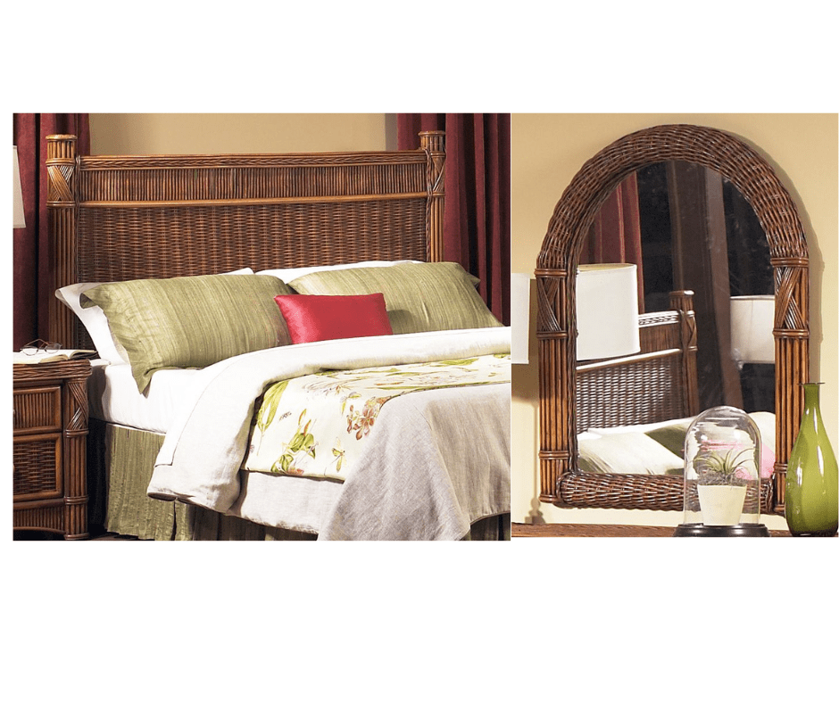 Barbados Rattan Bedroom Set of 2 Mirror and Headboard