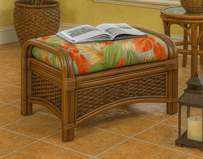 Rattan Ottoman - Tigre Bay