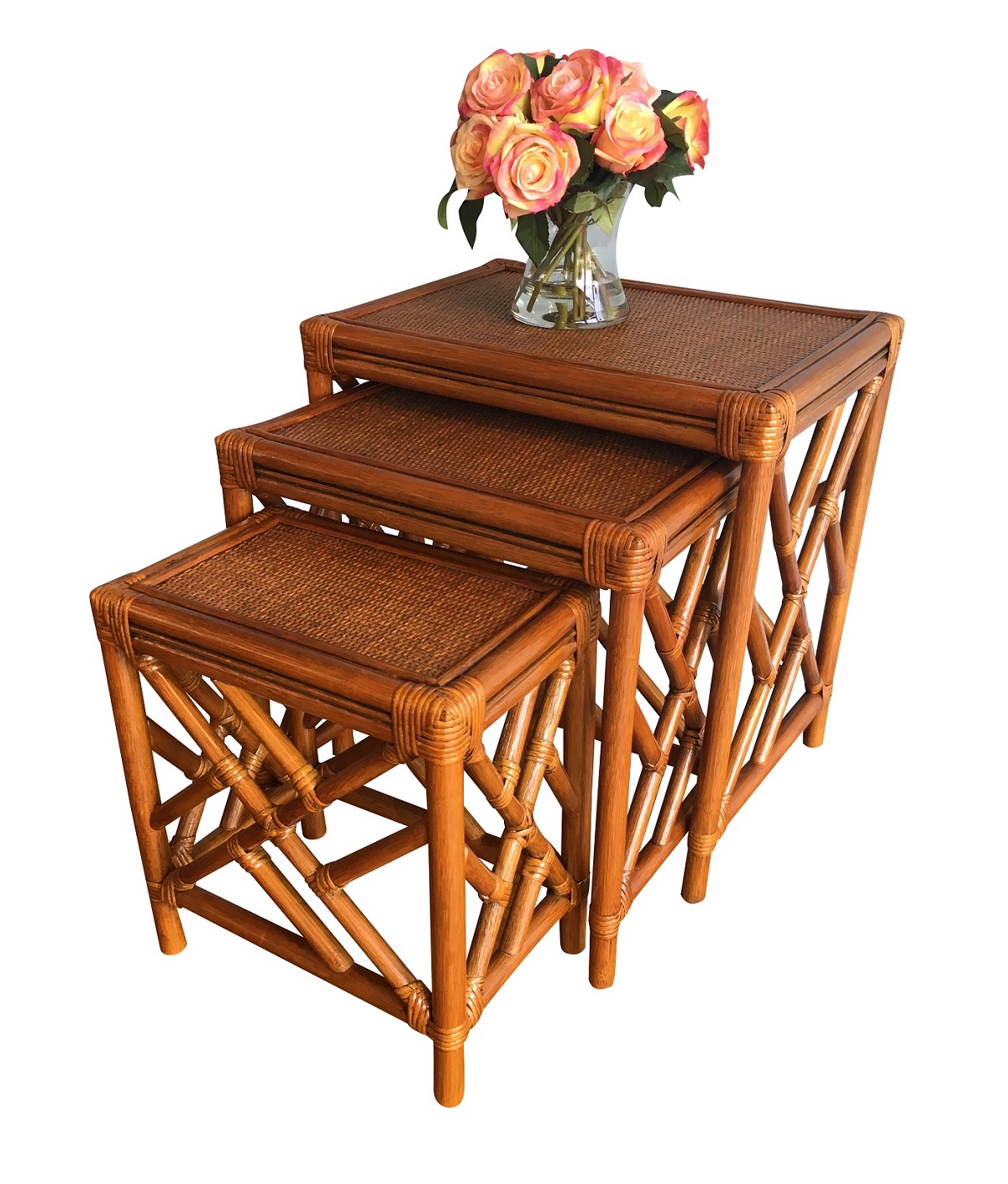 Rattan Stack Tables Set of 3