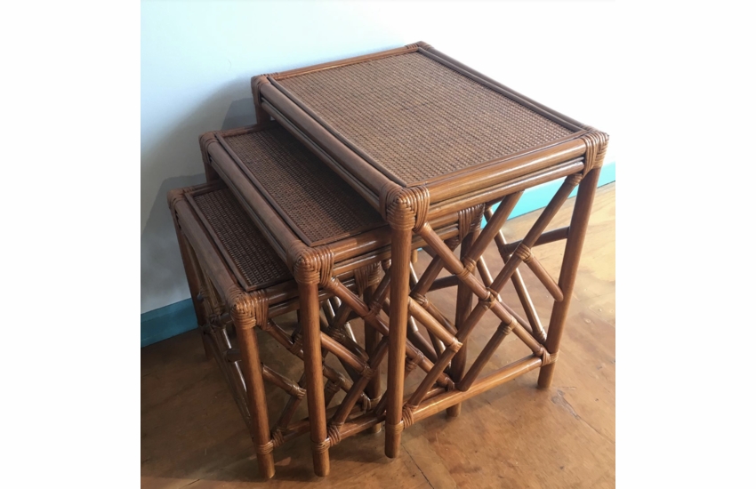 Rattan Stack Tables Set of 3