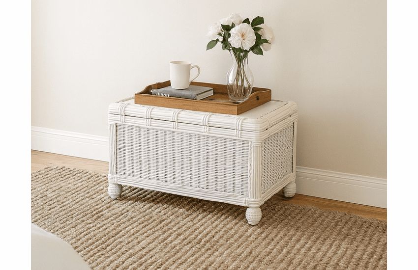 Savannah Small  Wood Lined Wicker Trunk