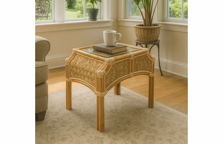 Seagrass Rattan End Table - Ubud Grove Natural