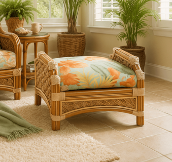 Seagrass Rattan Ottoman - Spice Islands Mauna Loa Natural
