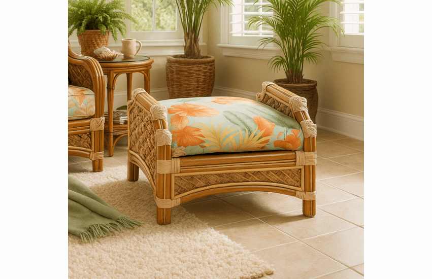 Seagrass Rattan Ottoman - Spice Islands Mauna Loa Natural