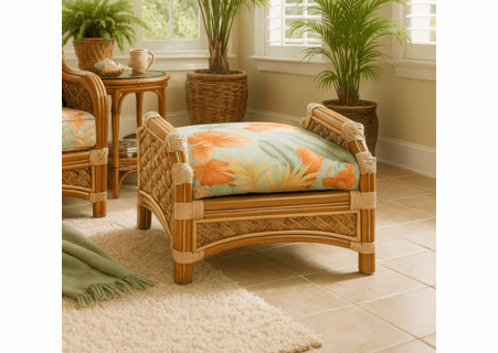 Seagrass Rattan Ottoman - Spice Islands Mauna Loa Natural