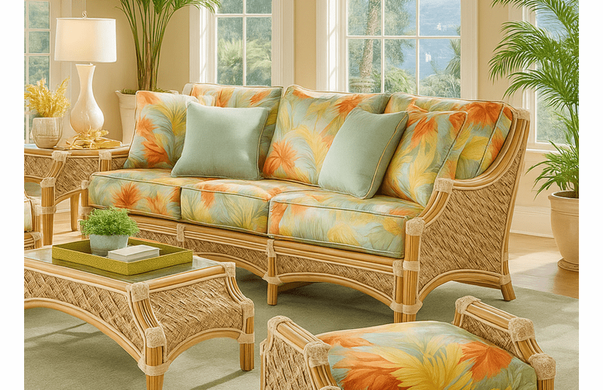 Seagrass Rattan Sofa - Spice Islands Mauna Loa Natural