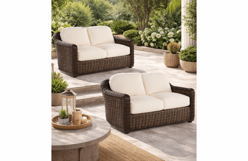 Set of 2 LaneVenture  Southampton Loveseats Available In TUSCAN BROWN and  Sandalwood finish only