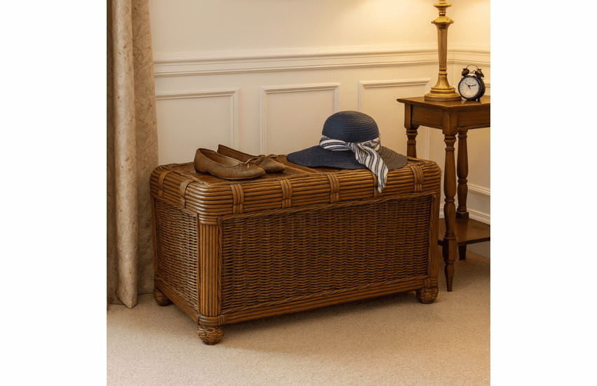 Small Wood Lined  Wicker Trunk - Savannah