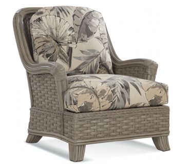 Somerset Rattan Chair Shown in fabric 876-86 and Driftwood finish.