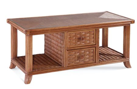Somerset Rattan Coffee Table with Glass Top