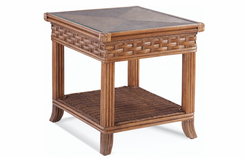 Somerset Rattan End Table with Glass Top