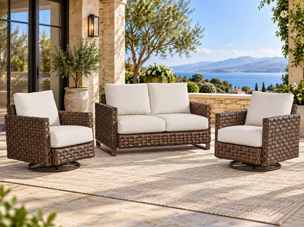 Sorrento Outdoor Wicker Set of 3: Loveseat and 2 Swivel Chairs